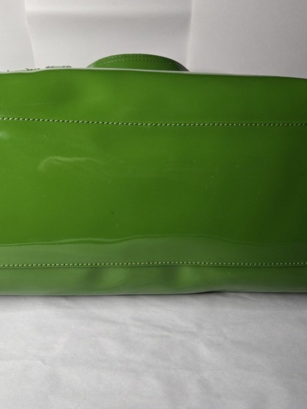 TED BAKER LONDON GREEN PATENT LEATHER SATCHEL SHOULDER BAG PURSE FLORAL LINING - Picture 3 of 7